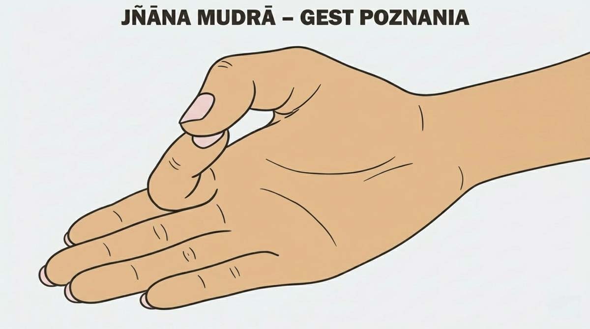 Jñāna mudrā – gest poznania, kciuk i palec wskazujący tworzą okrąg
