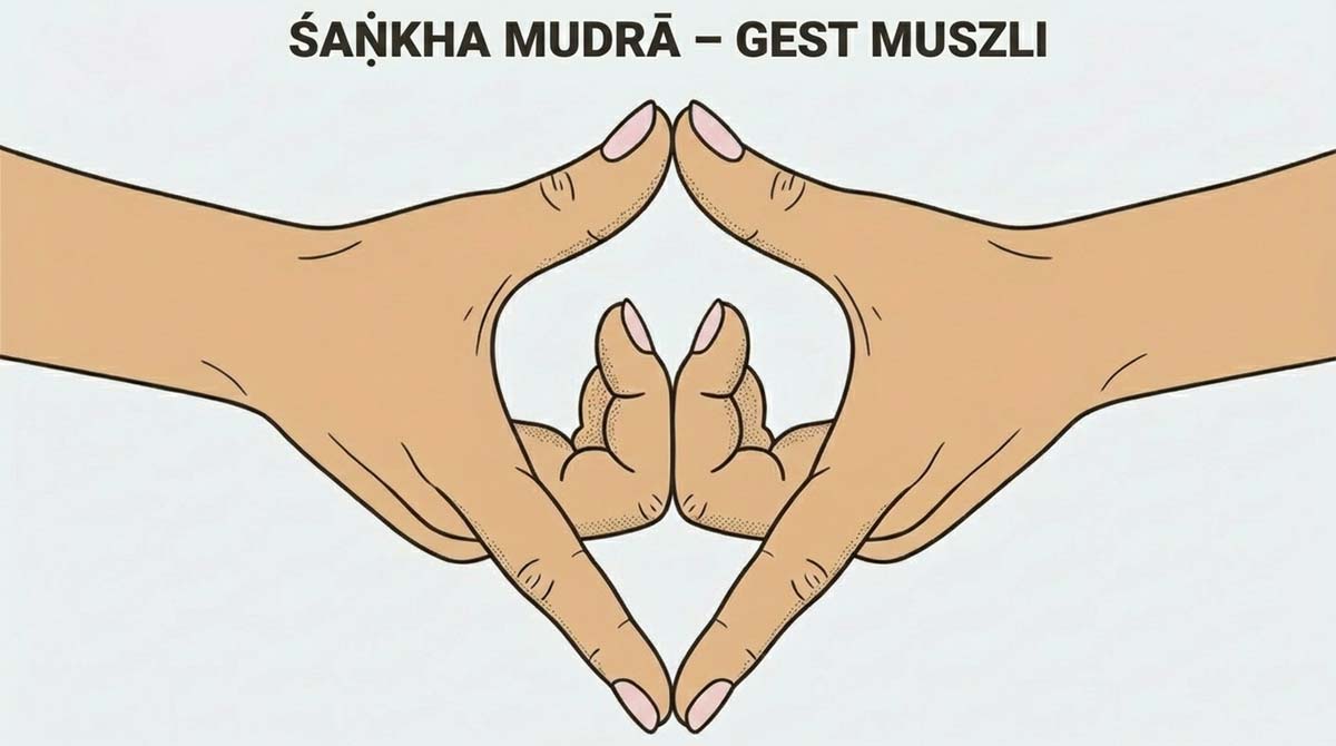 Śaṅkha mudrā – gest muszli, dłonie tworzą kształt spiralnej muszli