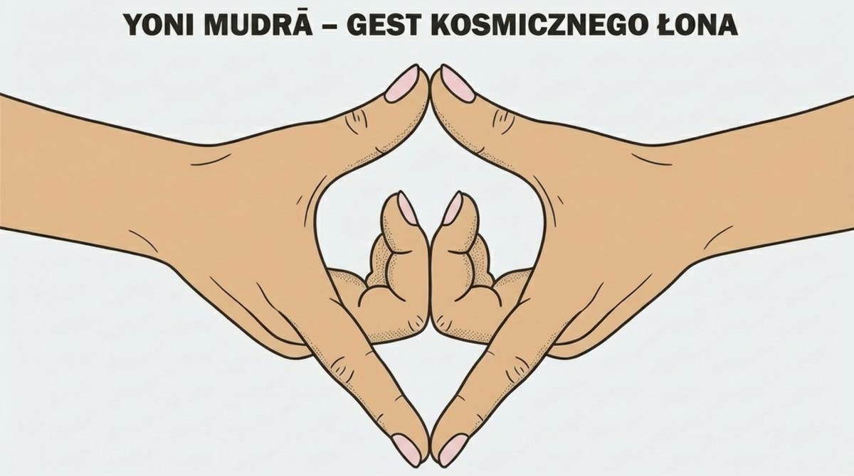 Yoni mudrā – gest kosmicznego łona, palce tworzą kształt odwróconego trójkąta